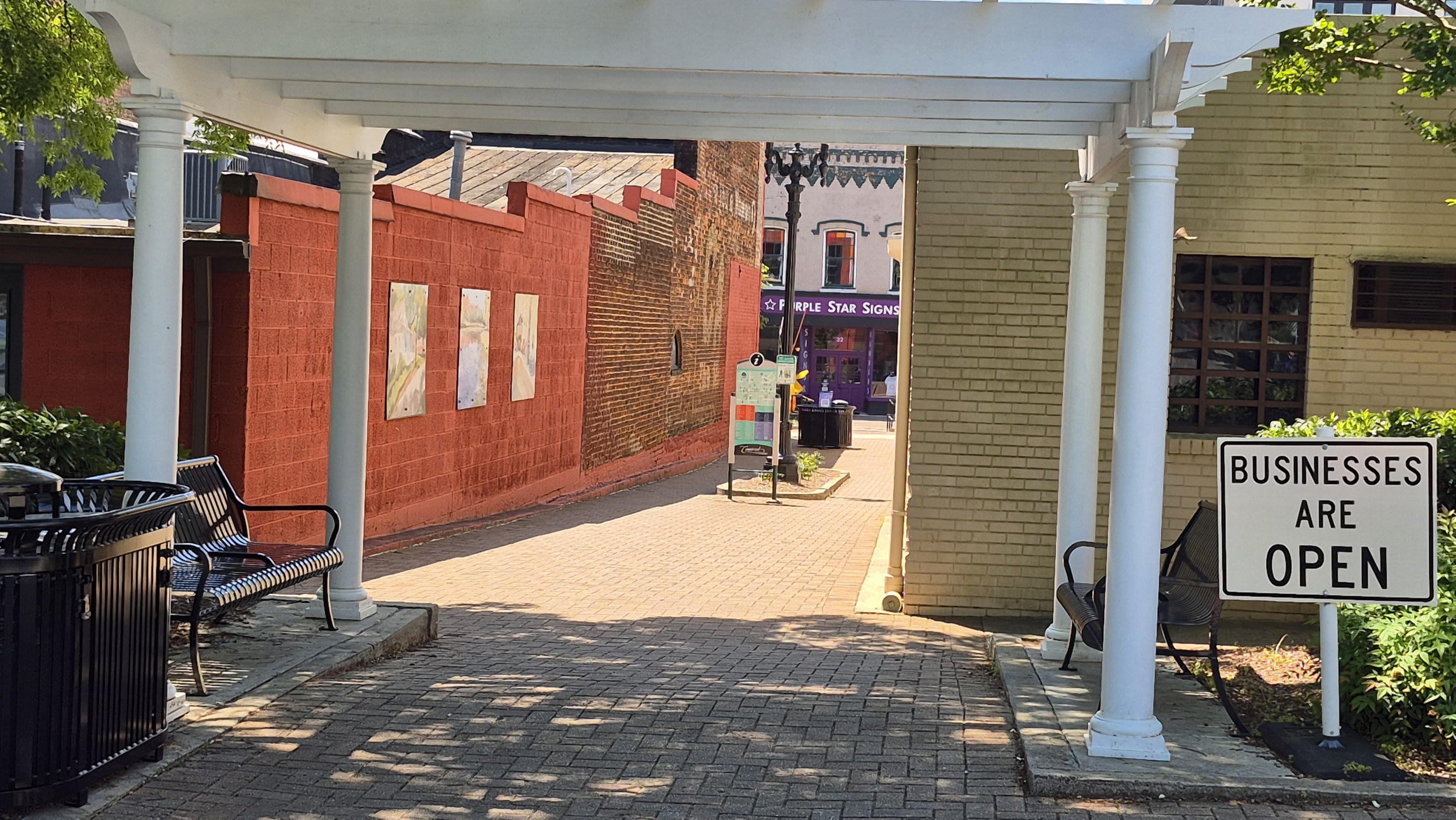 Alley art gazebo benches downtown Concord NC