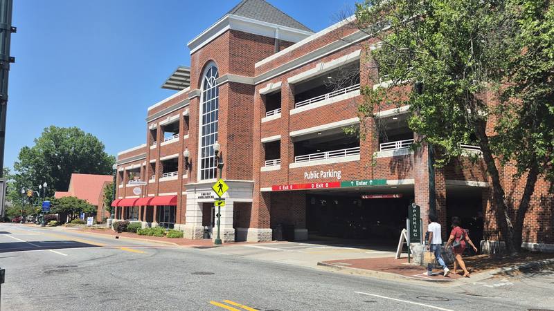 Cabarrus Avenue parking deck entrance CDDC downtown Concord NC