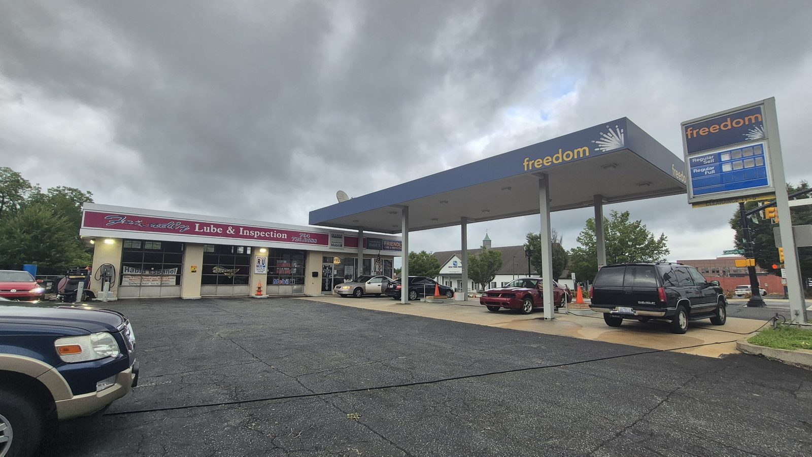 Friendly Lube and Inspection storefront at 2 Church St N, Concord NC