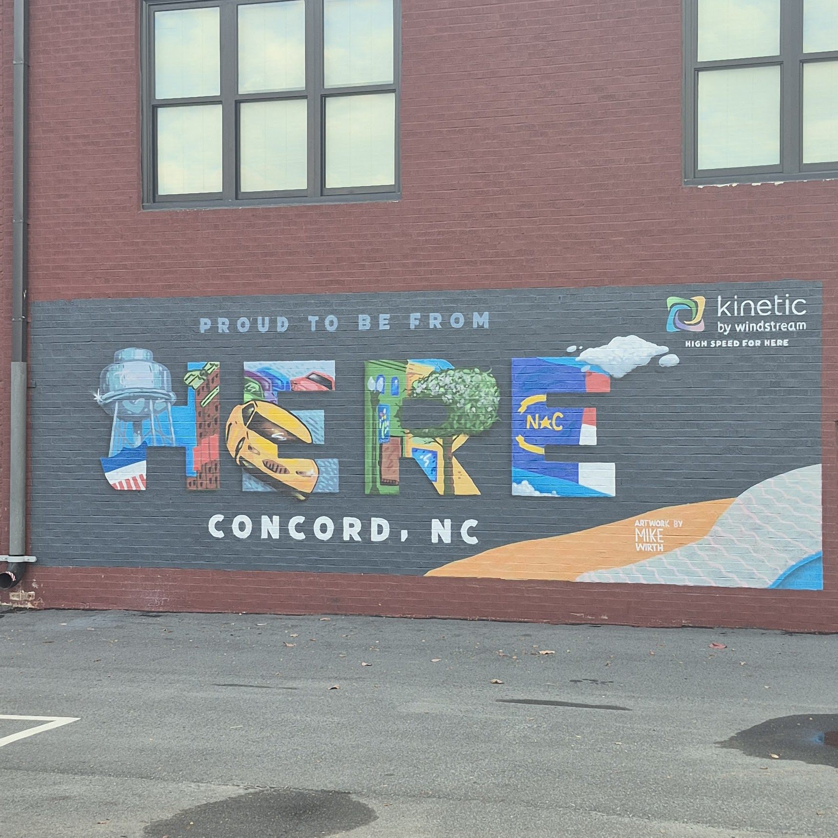 HERE mural Kinetic building Concord NC
