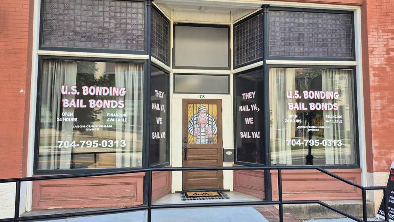 US Bonding storefront 78 Union St S downtown Concord NC